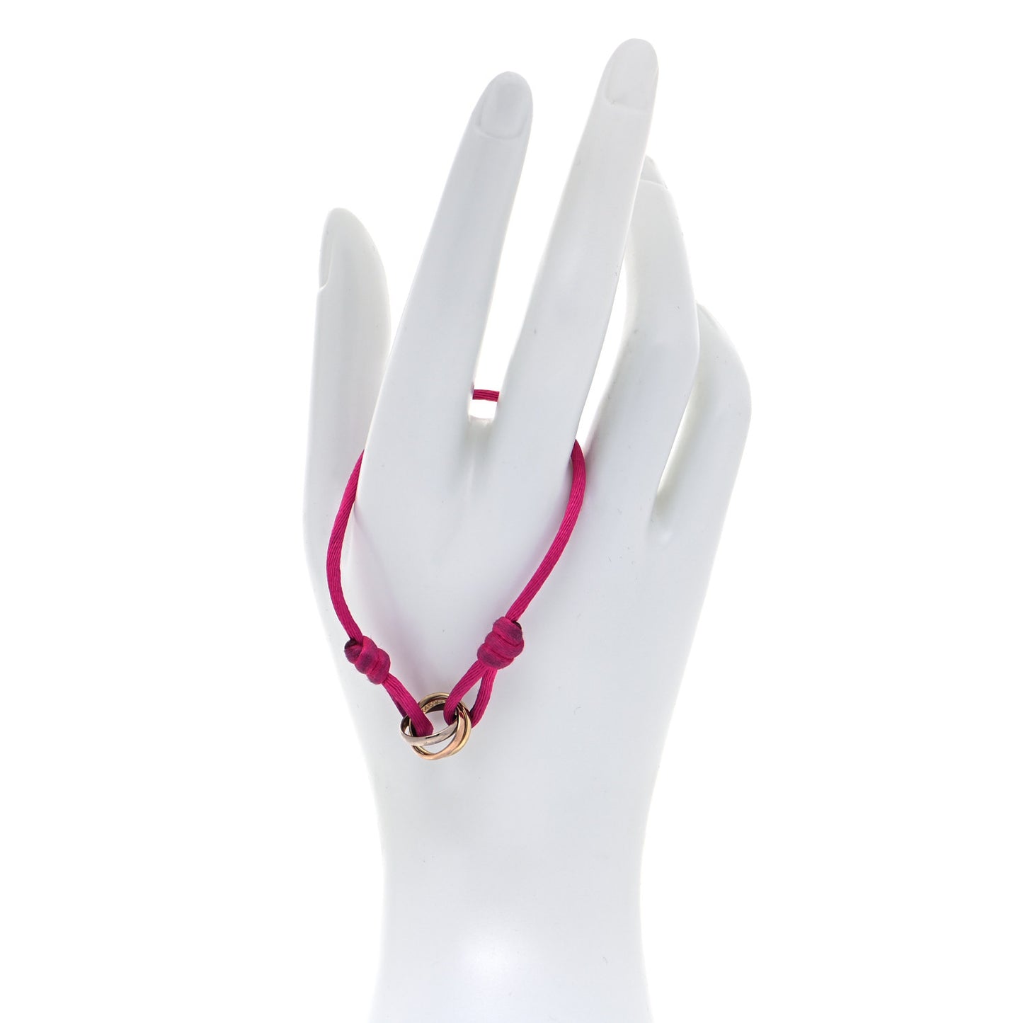 18K Pink Yellow White Gold Trinity Adjustable Cord Bracelet Pink