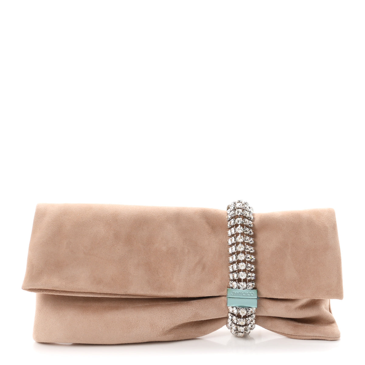 Shimmer Suede Crystal Chandra Clutch Blush