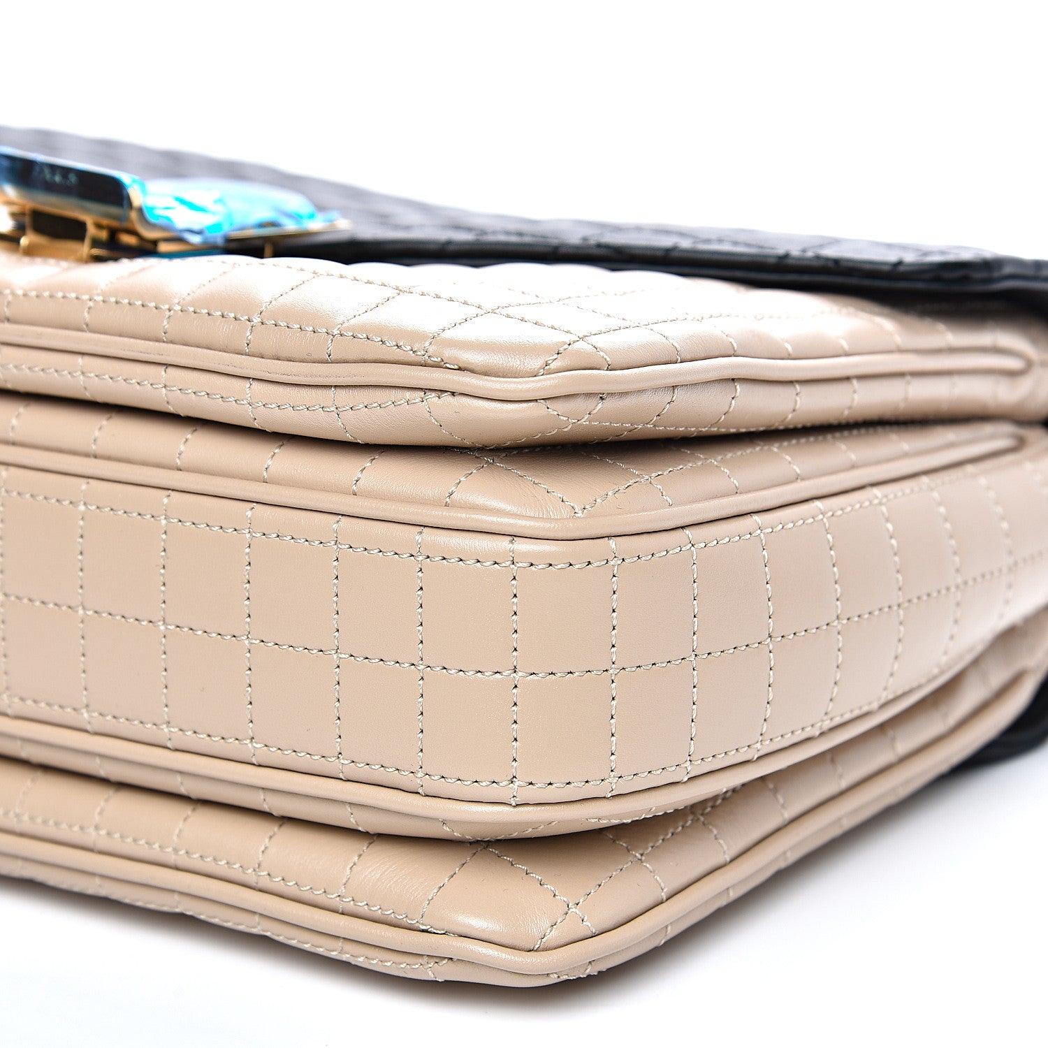 Celine Calfskin Quilted Medium C Bag Black Beige 8 of 9