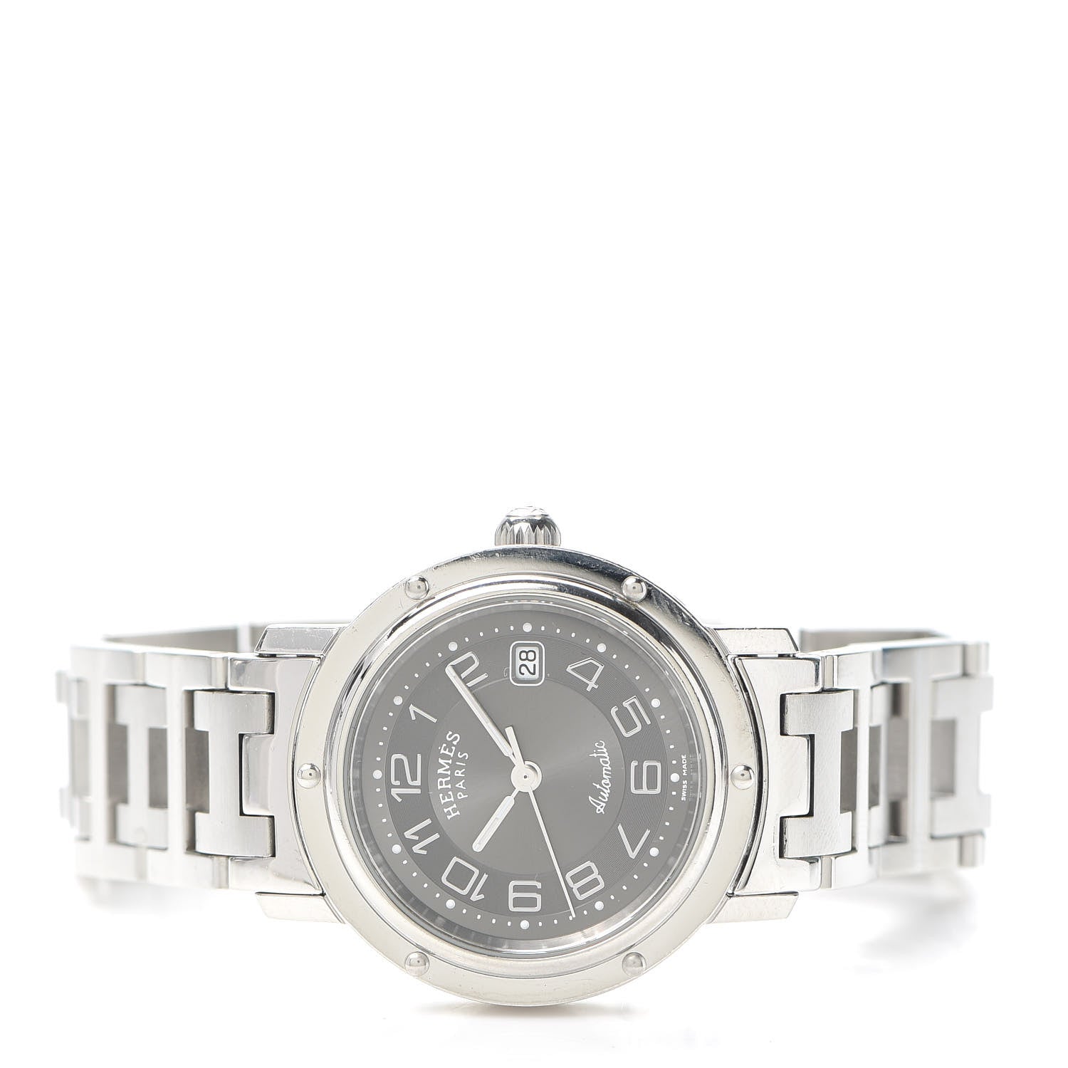 Hermes Stainless Steel 31mm Clipper Automatic Watch Grey 2 of 6