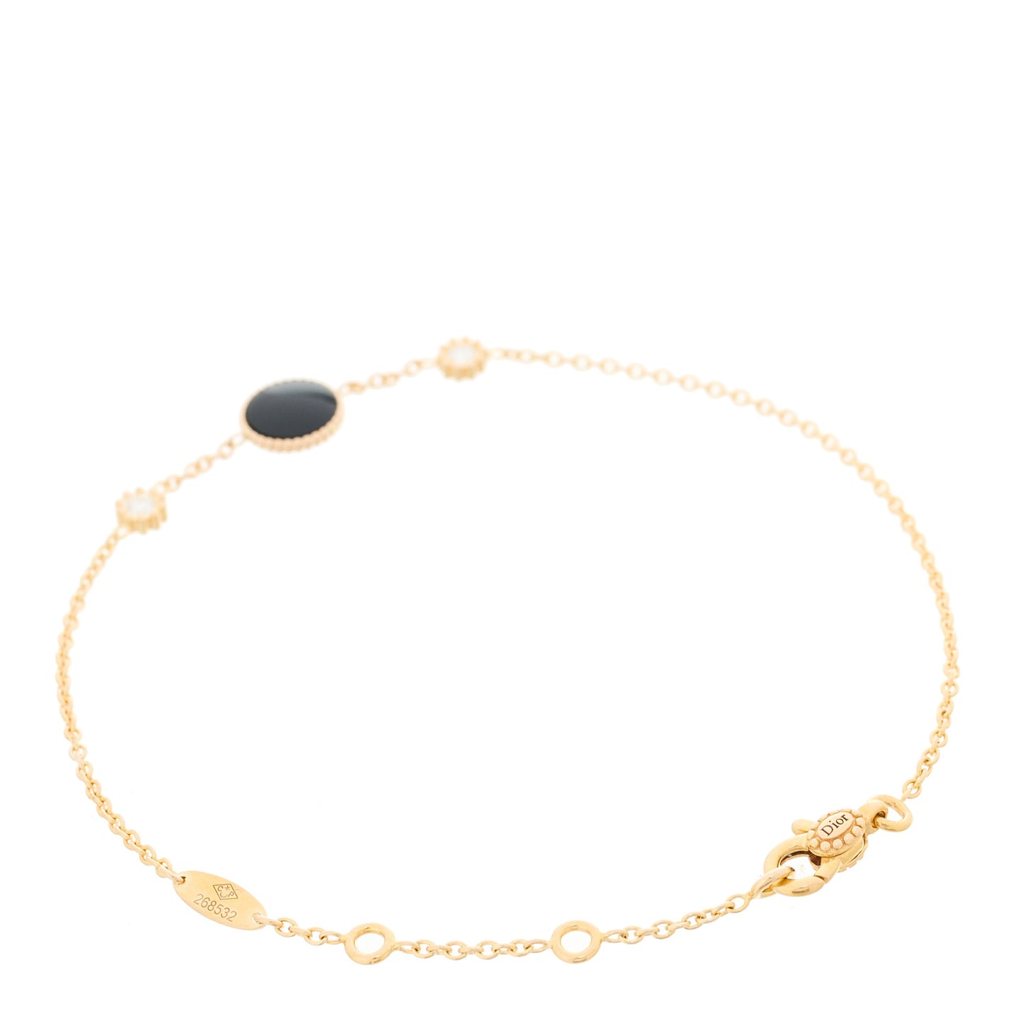 18K Rose Gold Diamond Black Onyx 3 Station Rose Des Vents Bracelet