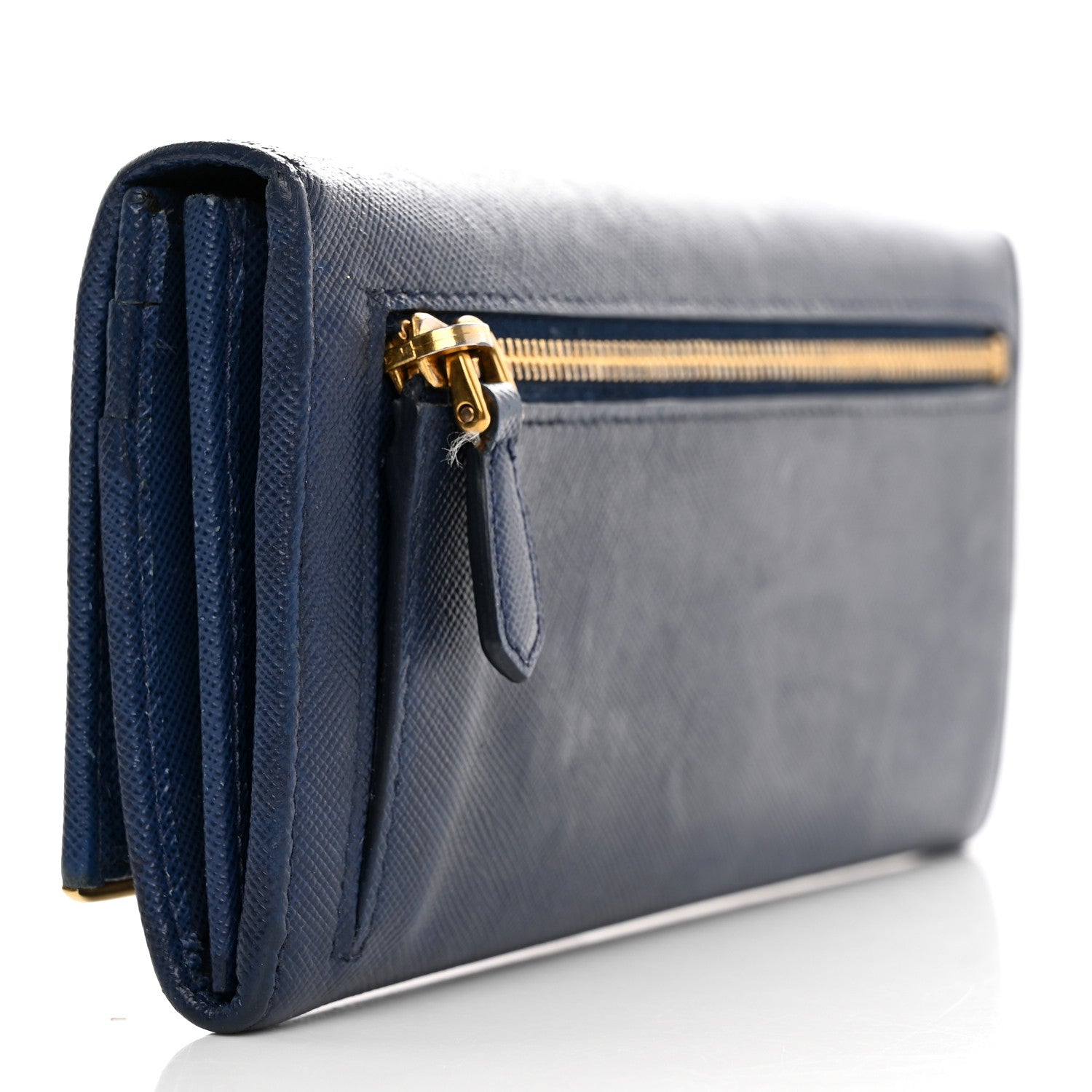 Prada Saffiano Metal Bar Continental Flap Wallet Bluette 4 of 14
