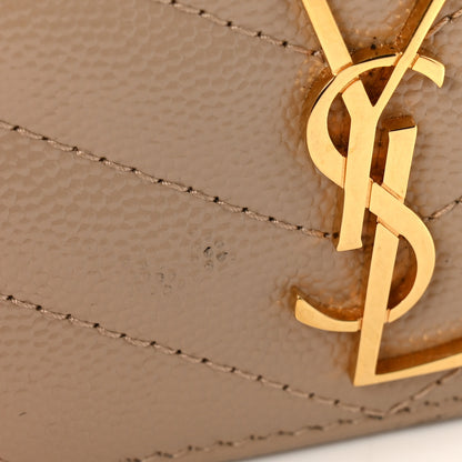 Saint Laurent Grain De Poudre Matelasse Chevron Monogram Credit Card Case Nude Powder 9 of 9