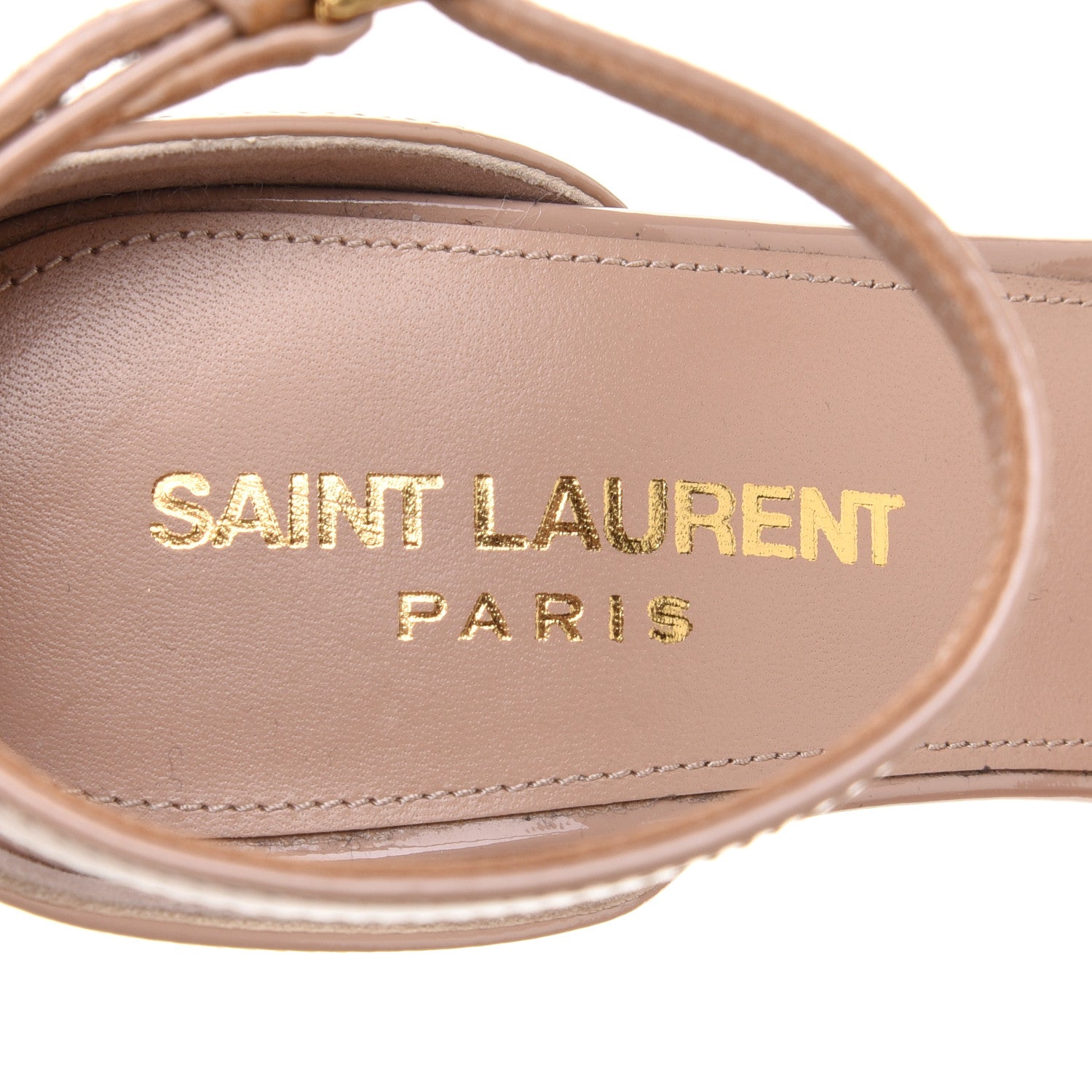 Saint Laurent Patent Calfskin Amber 105 Ankle Strap Sandals 35 Beige 6 of 10