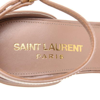 Saint Laurent Patent Calfskin Amber 105 Ankle Strap Sandals 35 Beige 6 of 10