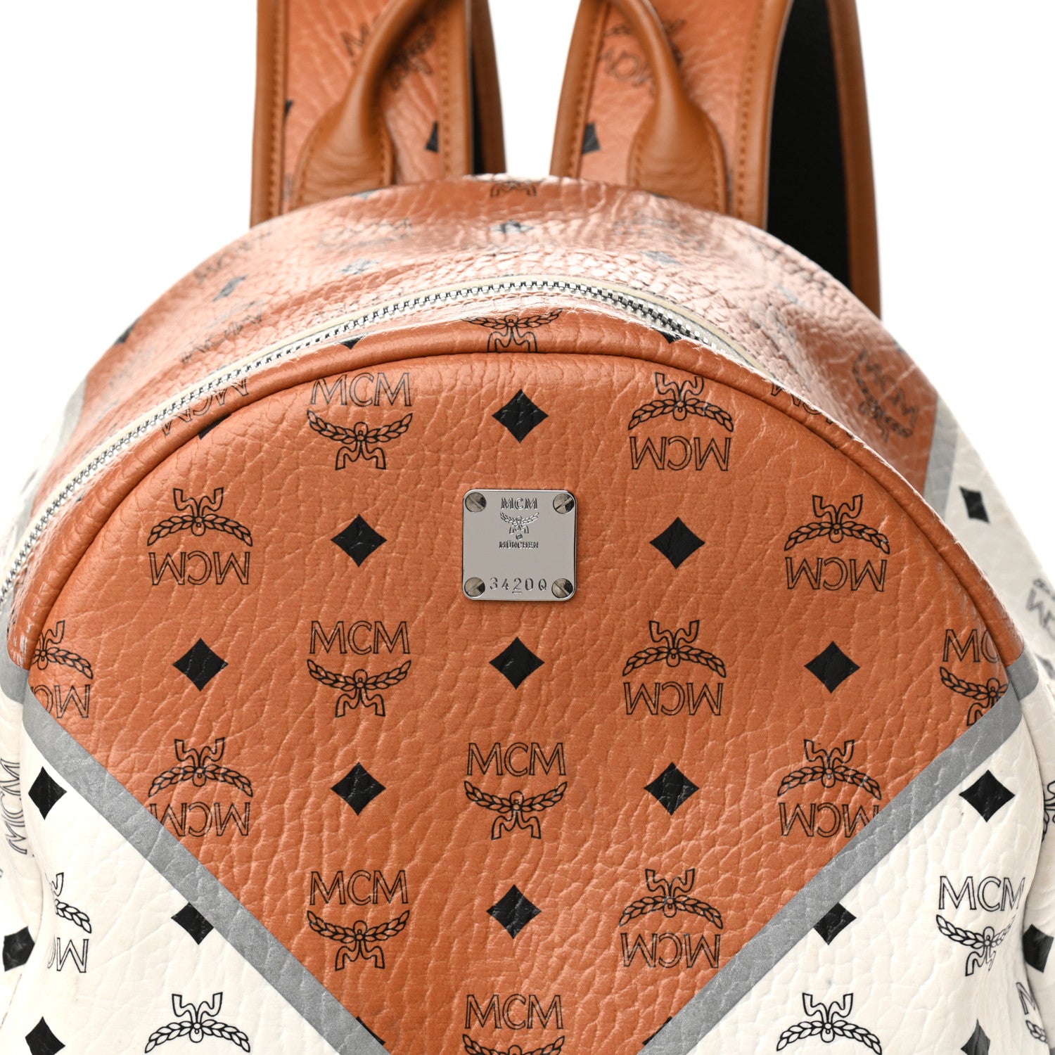 MCM Visetos Chevron Medium Colorblock Stark Backpack Red 7 of 11