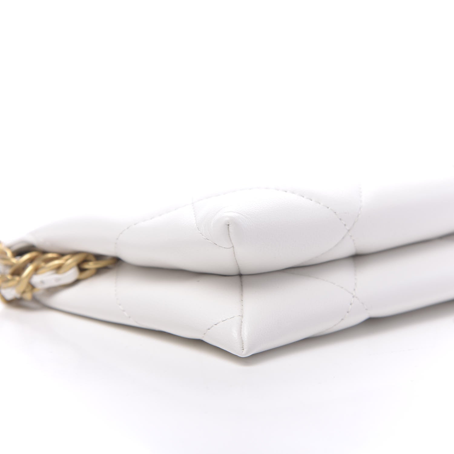 Chanel Shiny Goatskin Quilted 19 Small Pouch With Handle White 8 of 10