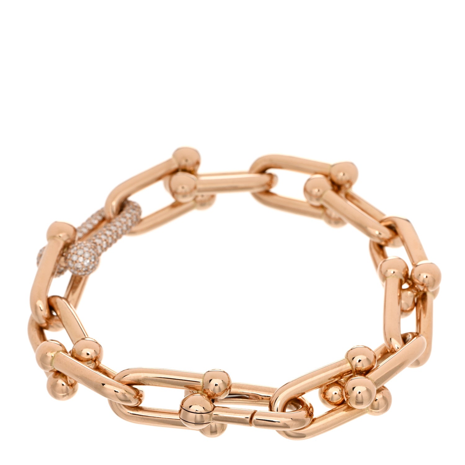 Tiffany 18K Rose Gold Diamond Medium HardWear Link Bracelet 2 of 4
