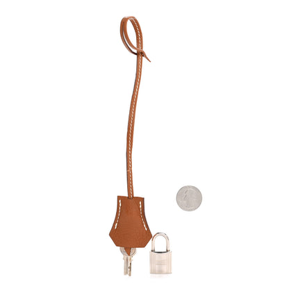 Hermes Taurillon Clemence Lock and Key Clochette Set Gold 2 of 5
