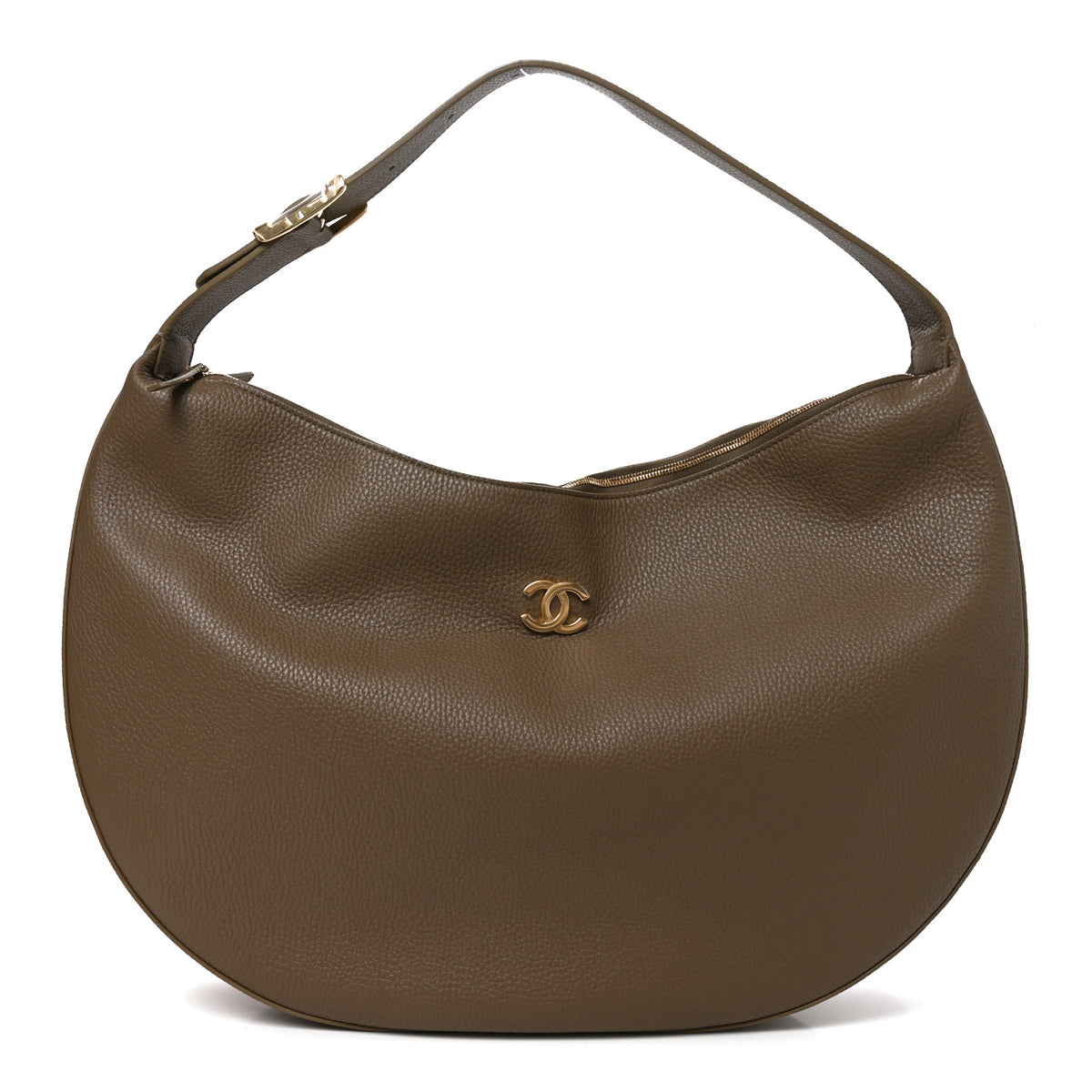 Chanel Grained Calfskin Maxi Hobo Dark Khaki 1 of 10