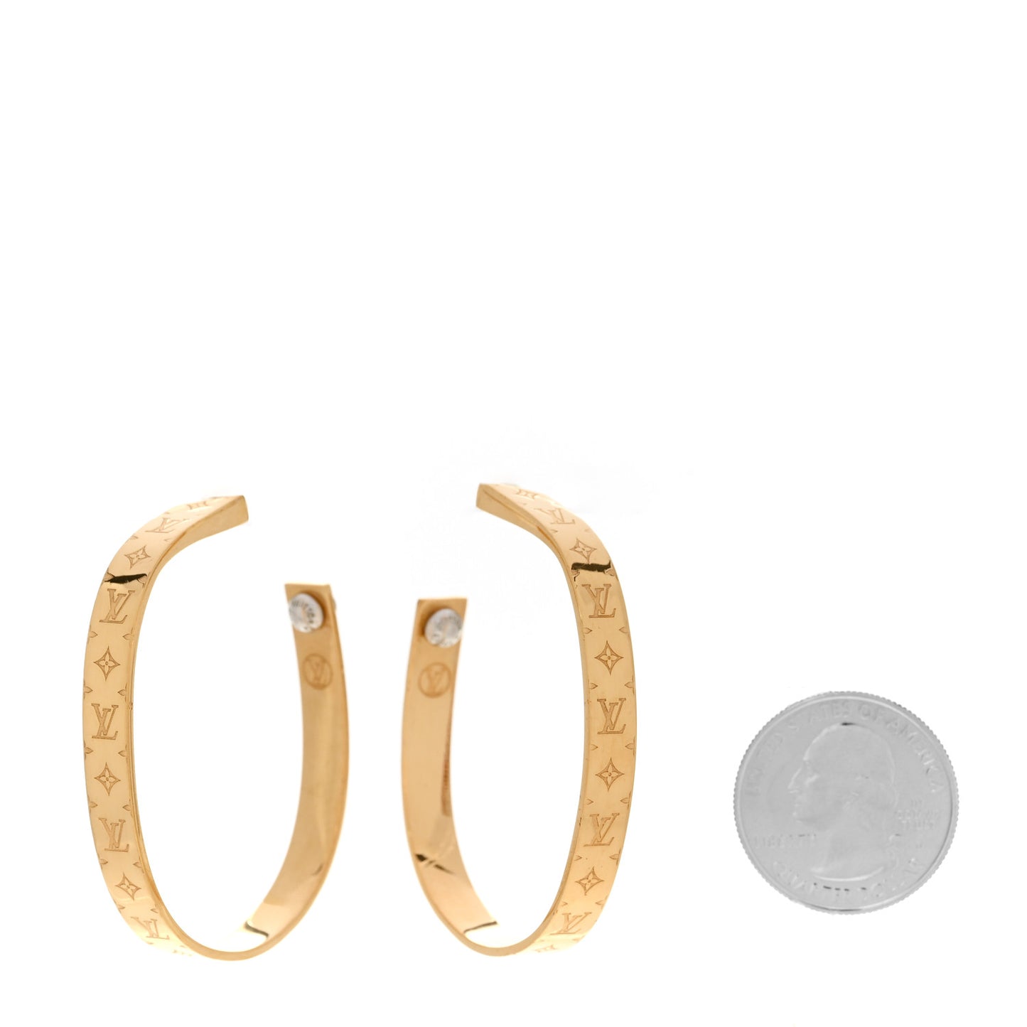 Metal Nanogram Hoop Earrings Gold