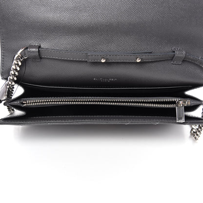 Saint Laurent Grain De Poudre Matelasse Chevron Monogram Chain Wallet Earth 5 of 11