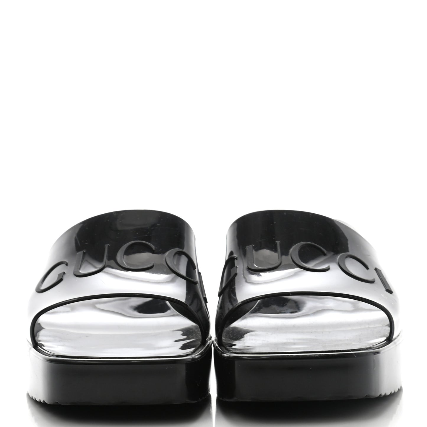 Rubber Gucci Logo Womens Platform 20/60mm Slide Sandals 37 Black