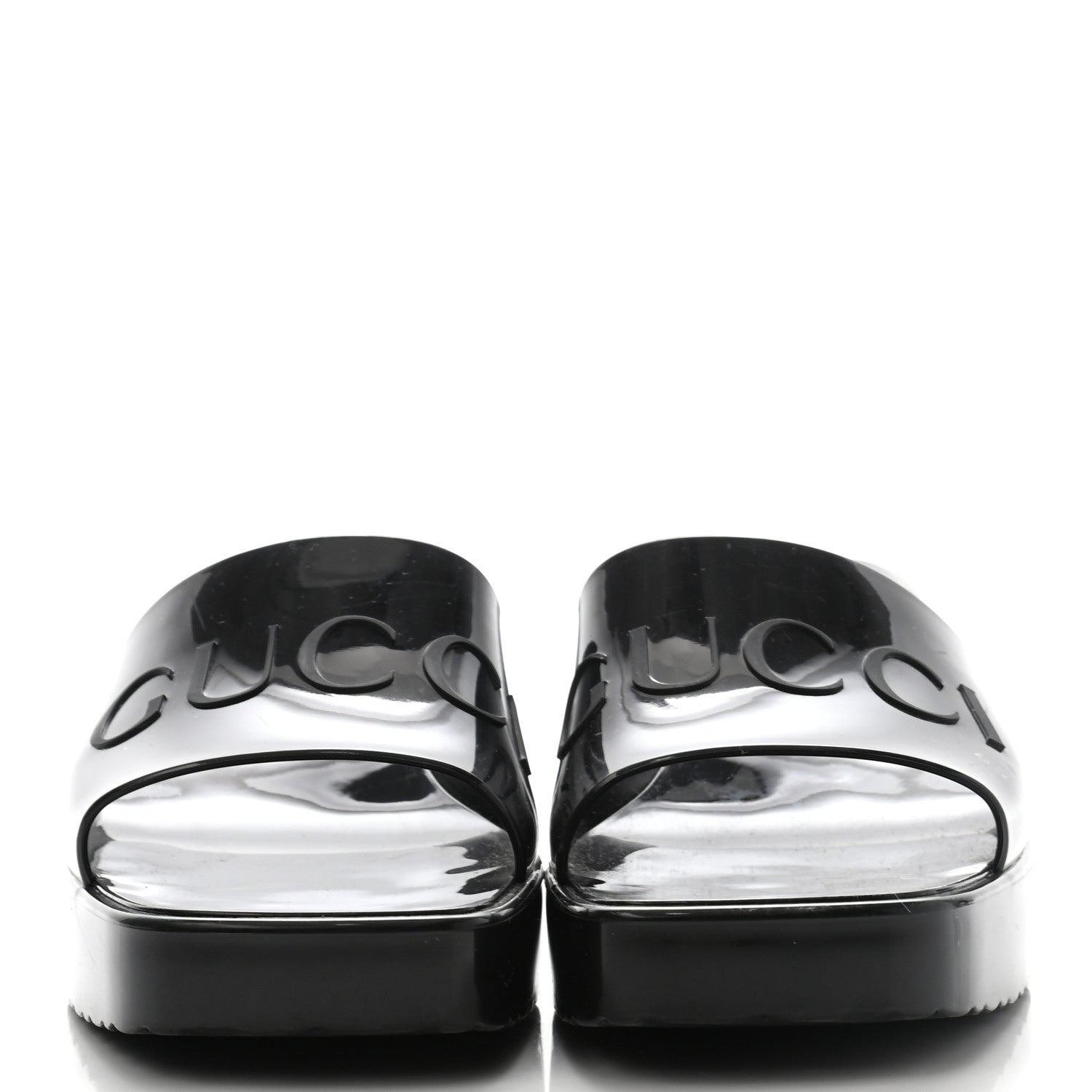 Gucci Rubber Gucci Logo Womens Platform 20/60mm Slide Sandals 37 Black 3 of 13