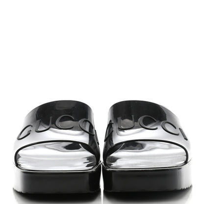 Gucci Rubber Gucci Logo Womens Platform 20/60mm Slide Sandals 37 Black 3 of 13