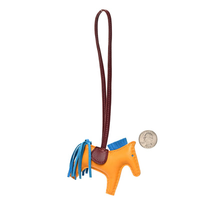 Hermes Milo Lambskin Grigri Rodeo Horse Bag Charm PM Jaune D'Or Bleu Zanzibar Rouge H 2 of 4