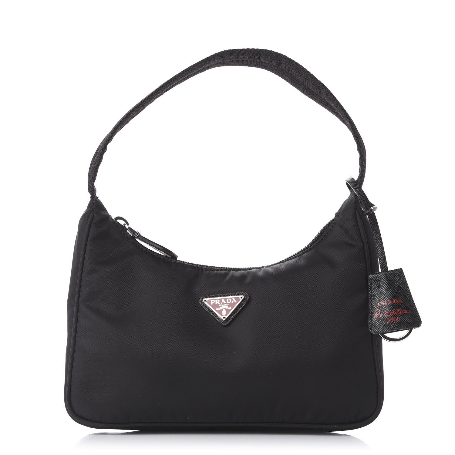 Prada Tessuto Nylon Saffiano Lunar New Year Mini Re-Edition 2000 Bag Black Fuoco 1 of 11