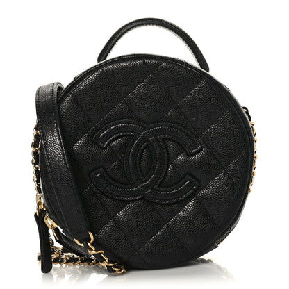 Chanel Caviar Quilted Small Round Vanity With Chain Black 1 of 9