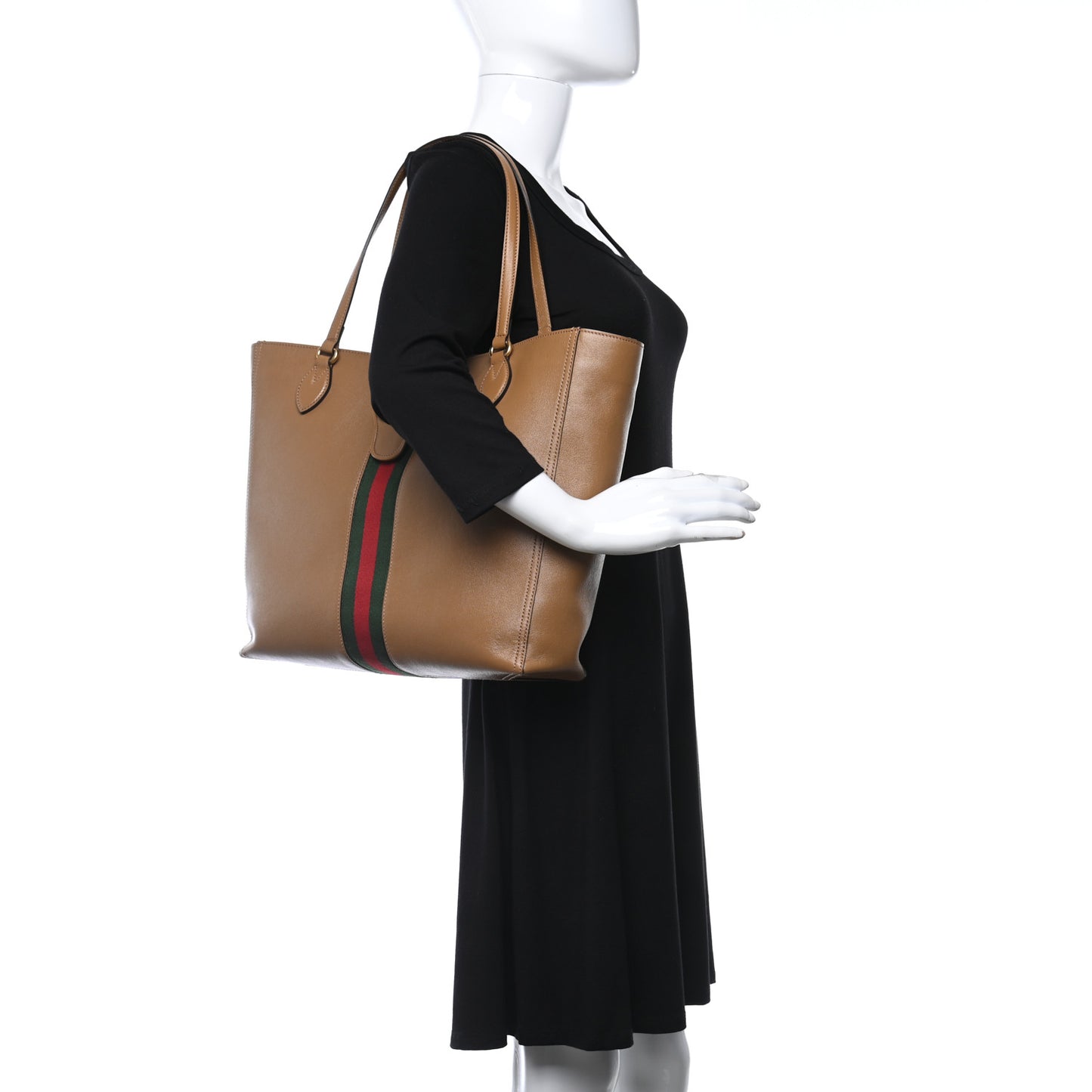 New Sakai Calfskin Lux Web Medium Dahlia Tote Quarz Beige