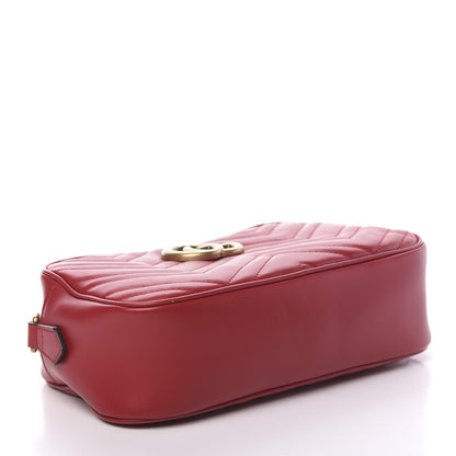 Gucci Calfskin Matelasse Small GG Marmont Chain Shoulder Bag Hibiscus Red 3 of 9