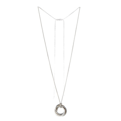 David Yurman Sterling Silver 14K Yellow Gold Crossover Pendant Necklace 3 of 6