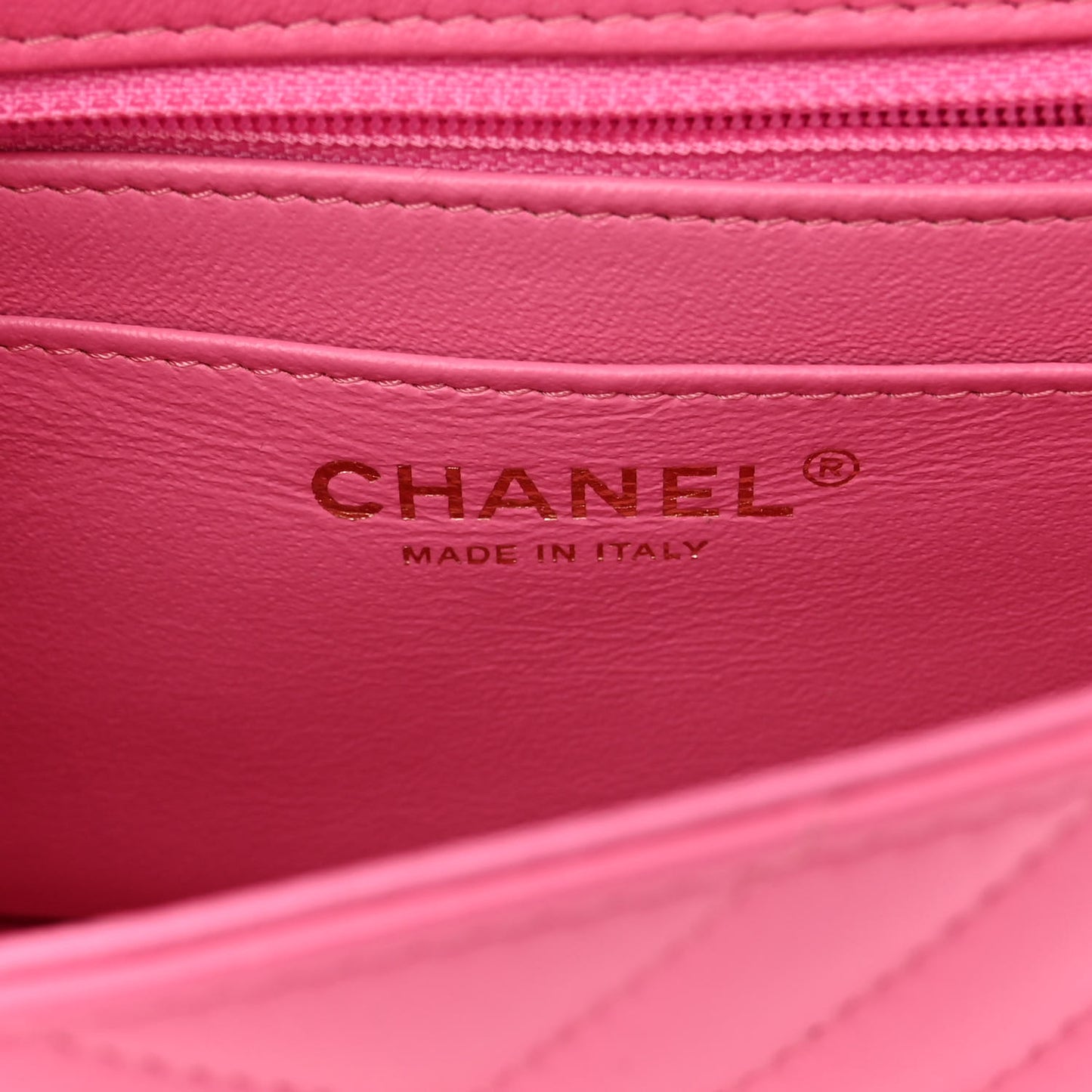 Lambskin Chevron Quilted Mini Square Flap Pink