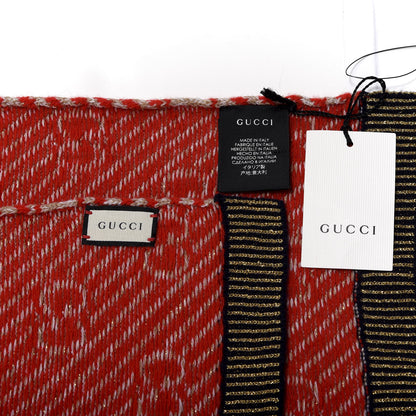 Gucci Metallic Wool Jacquard GG Monogram Scarf Red 3 of 4