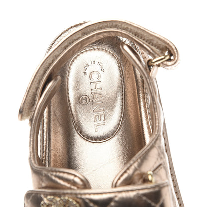 Chanel Iridescent Lambskin Quilted Velcro Dad Sandals 38 Light Bronze 6 of 9