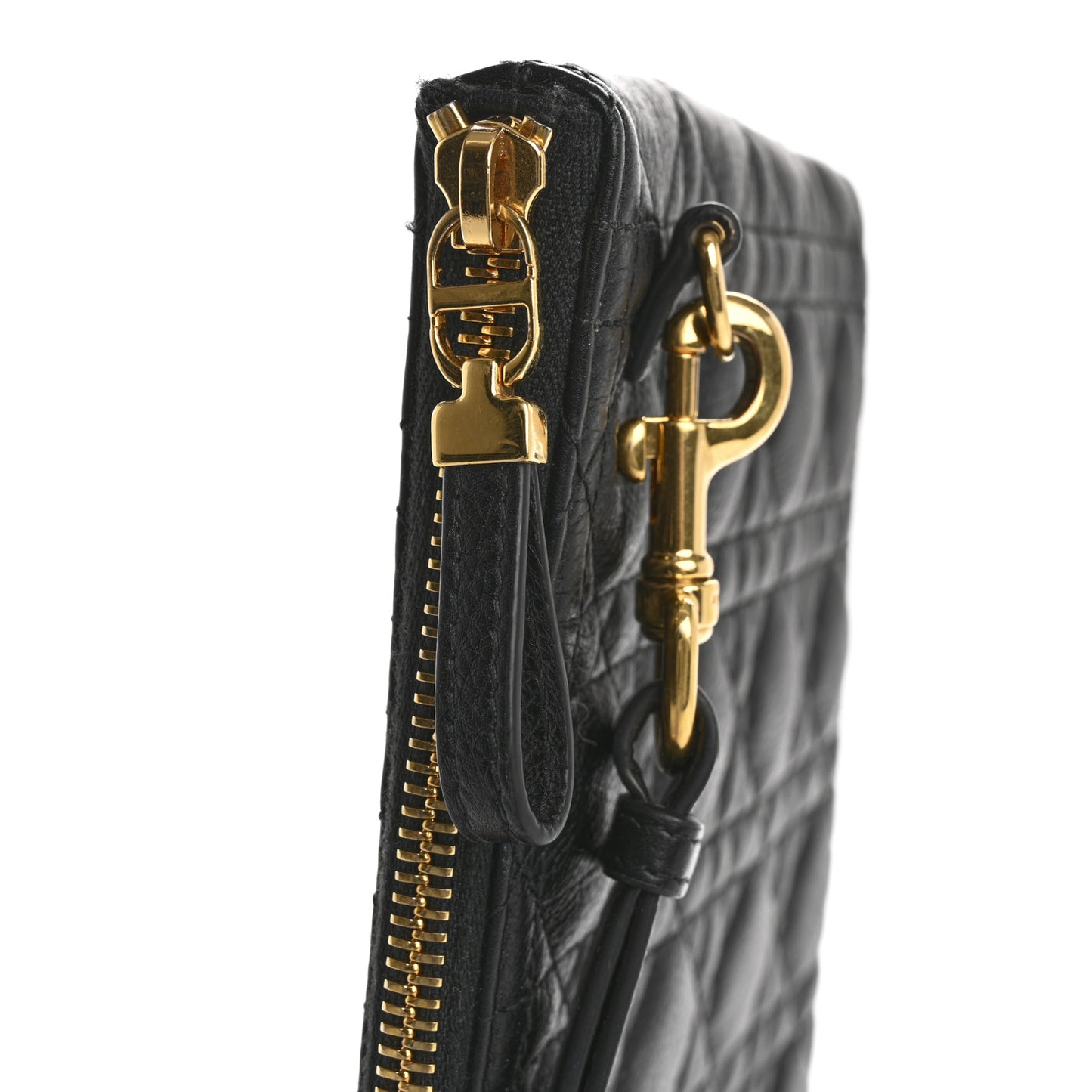 Supple Calfskin Cannage Medium Caro Daily Pouch Black