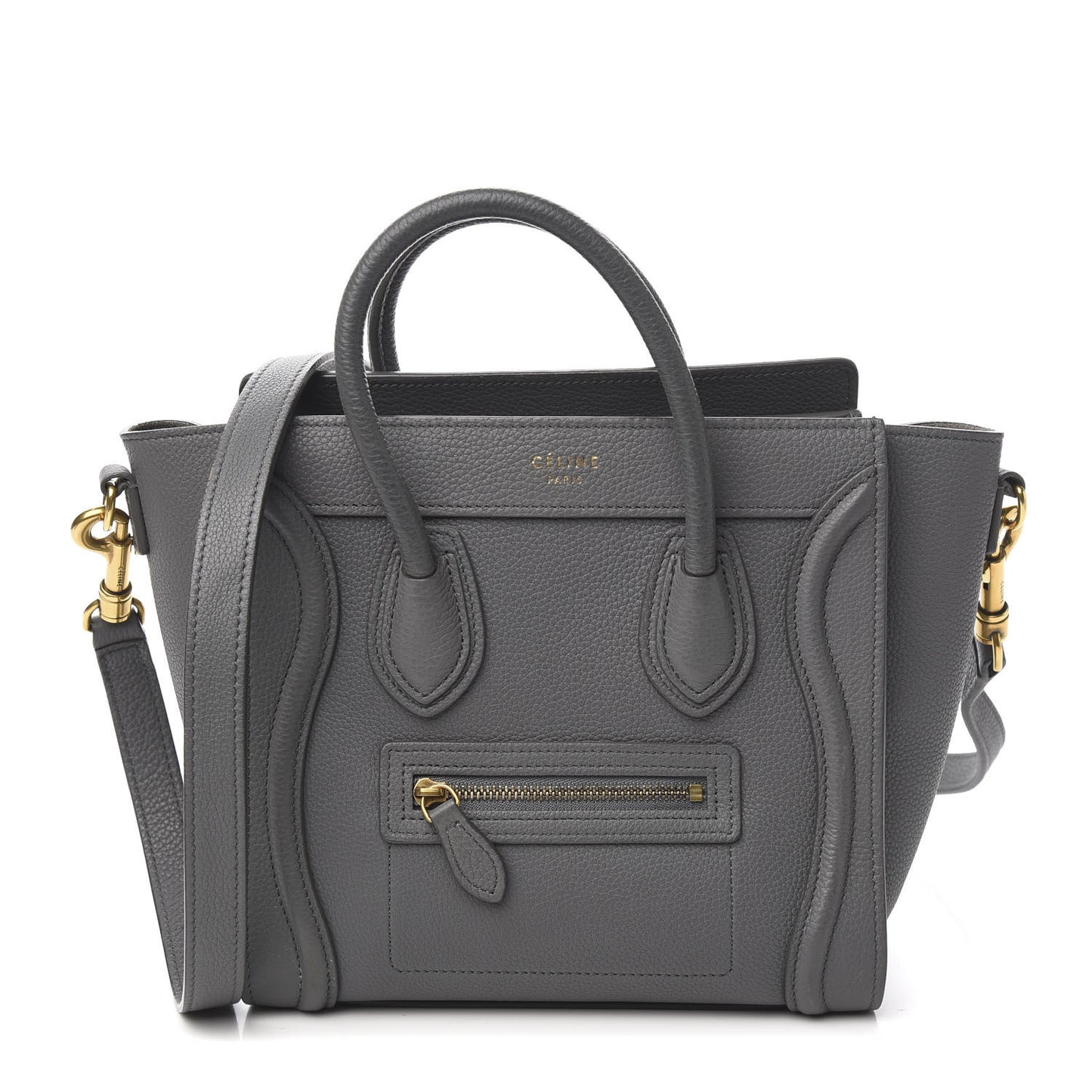 Drummed Calfskin Nano Luggage Kohl