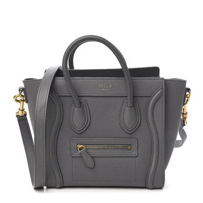 Celine Drummed Calfskin Nano Luggage Kohl 1 of 9