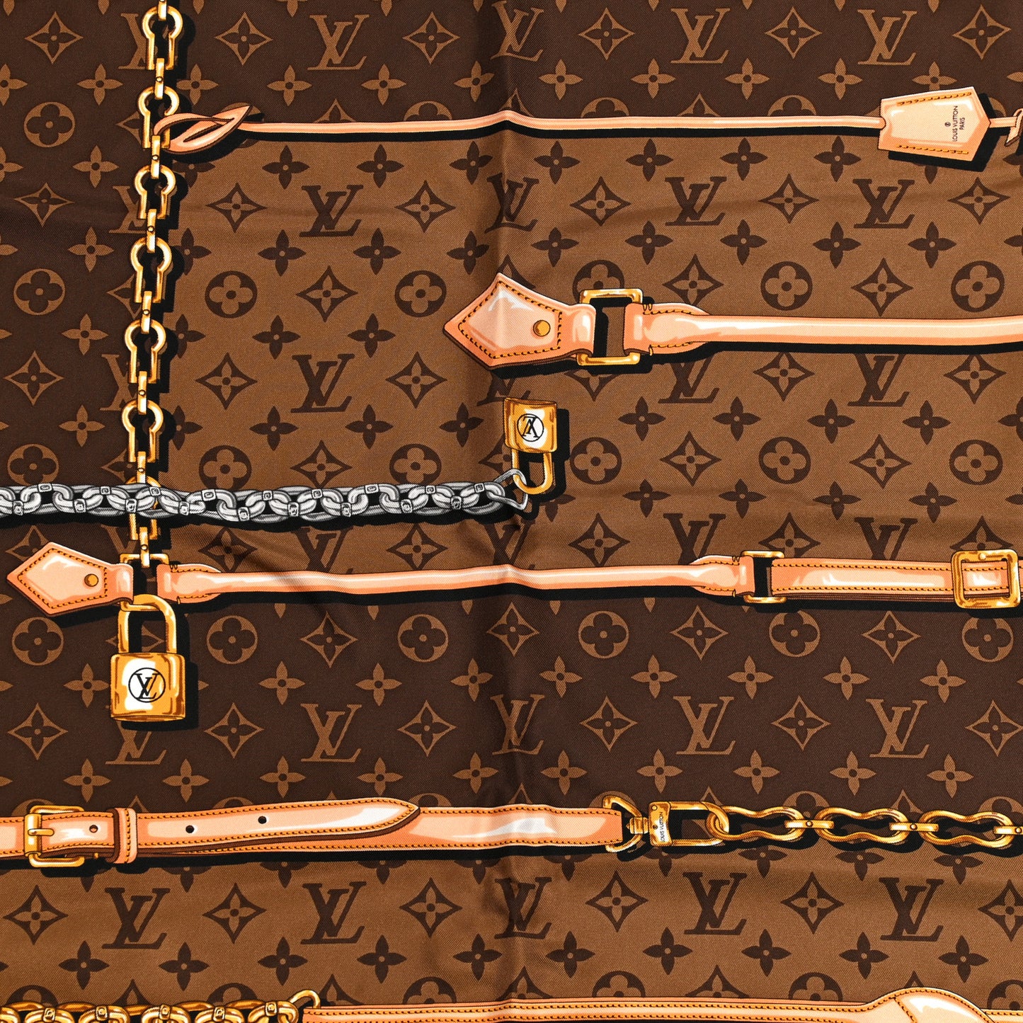 Silk Monogram Confidential Square Scarf Brown