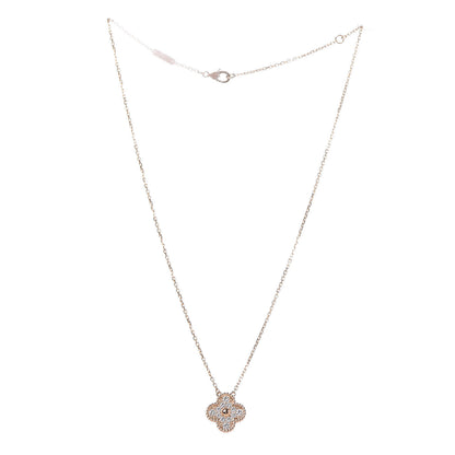 Van Cleef & Arpels 18K Rose Gold Diamond Vintage Alhambra Pendant Necklace 3 of 8