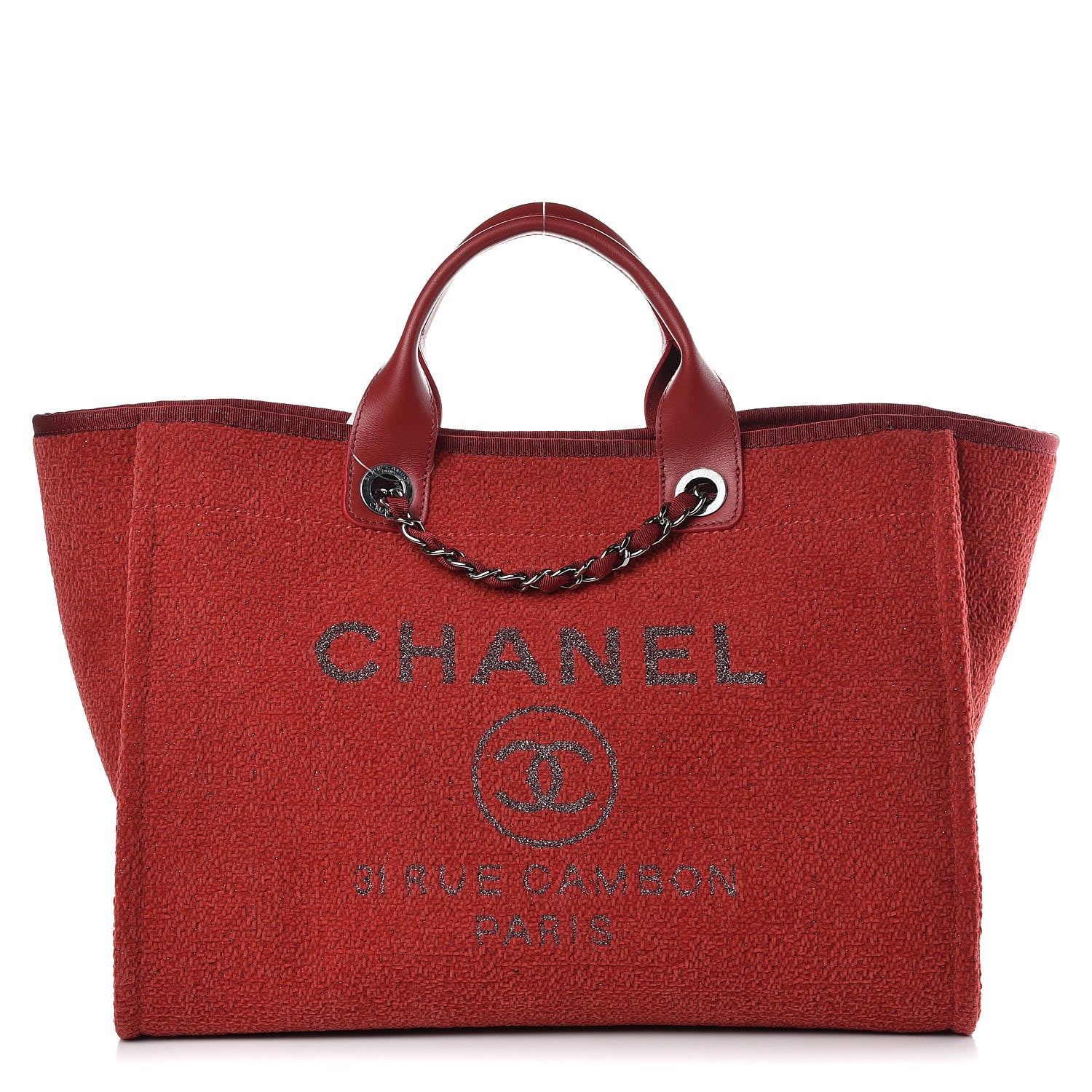 Chanel Lurex Boucle Medium Deauville Tote Red 1 of 7