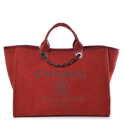 Chanel Lurex Boucle Medium Deauville Tote Red 1 of 7