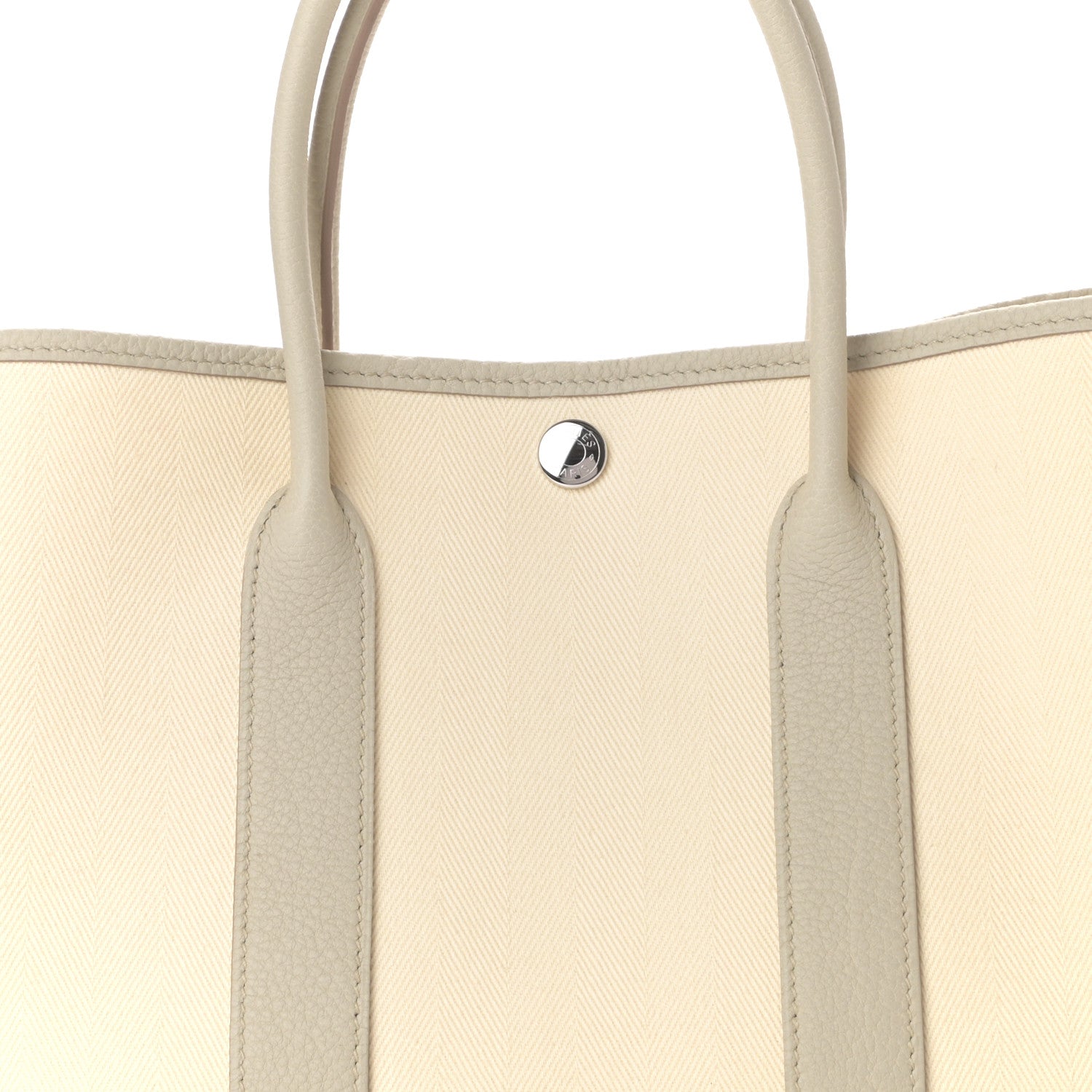 Hermes Chevron Herringbone Toile Negonda Garden Party 30 TPM Tote Nata Beton 9 of 10