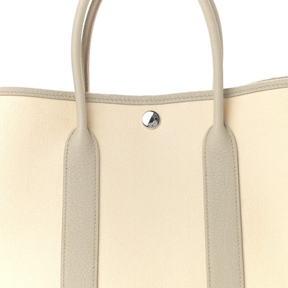 Hermes Chevron Herringbone Toile Negonda Garden Party 30 TPM Tote Nata Beton 9 of 10