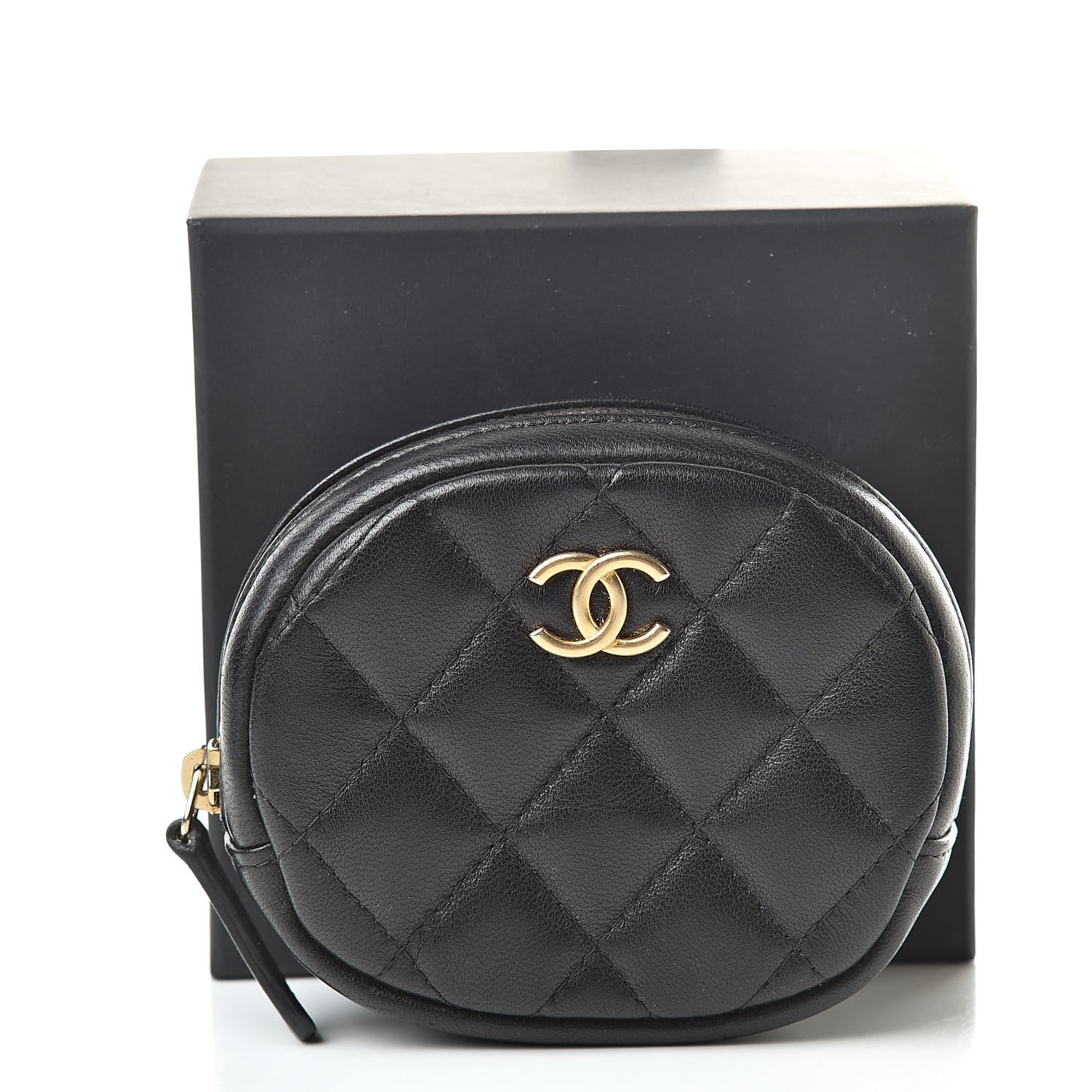 Chanel Lambskin Quilted Zip Around Classic Coin Purse Black 8 of 8