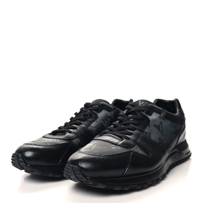 Louis Vuitton Iridescent Textile Monogram Calfskin Mens Run Away Sneakers 10 Black 3 of 9