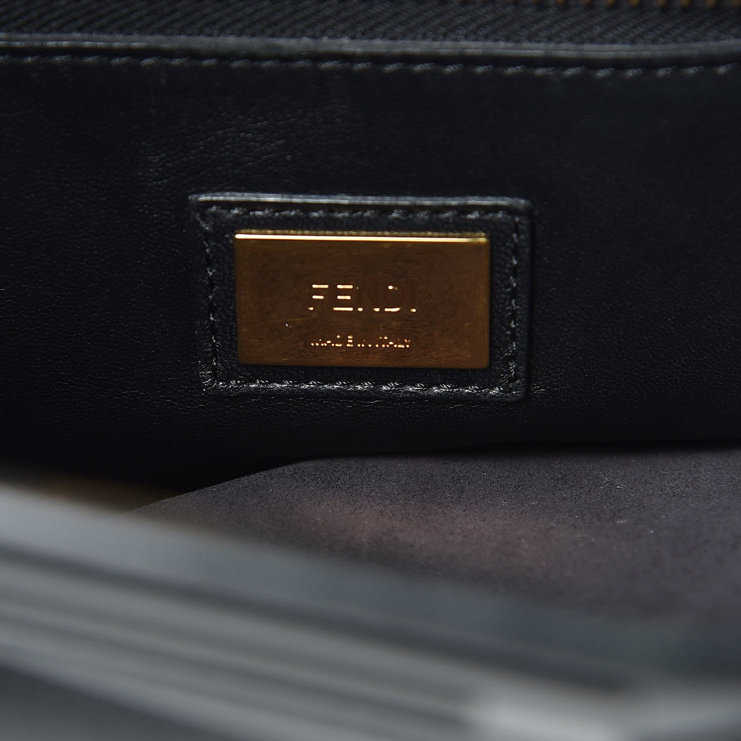 Fendi Vitello Seta Shiny Nappa Large Peekaboo Iconic Satchel Black 7 of 15