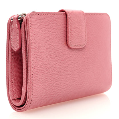 Prada Saffiano Metal Compact Wallet Peonia Petalo 3 of 6