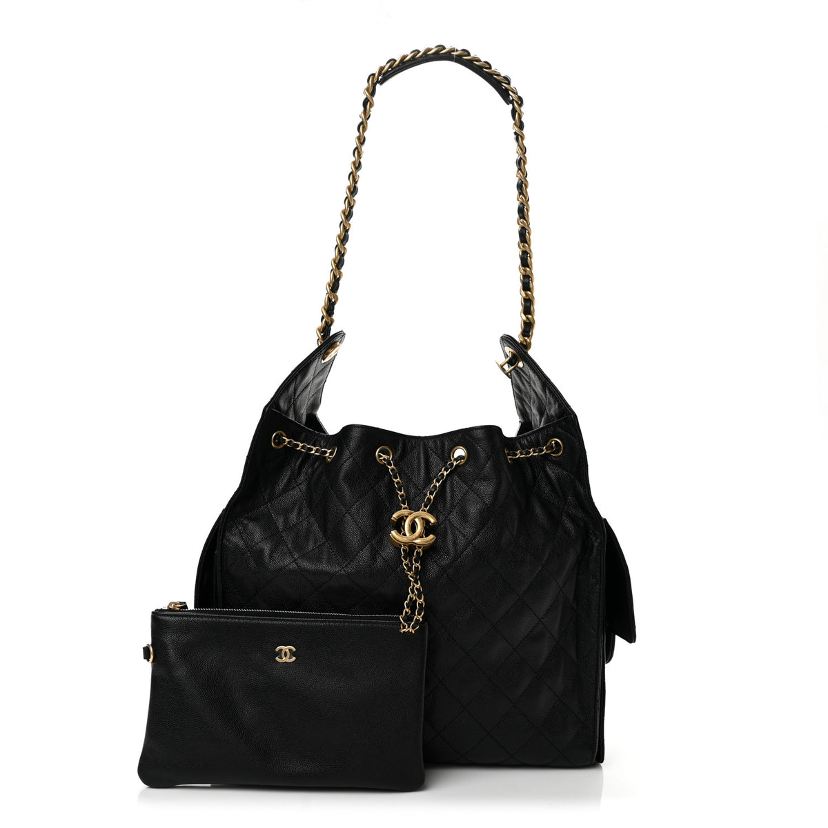 Caviar Quilted Medium Chanel 25 Handbag Black