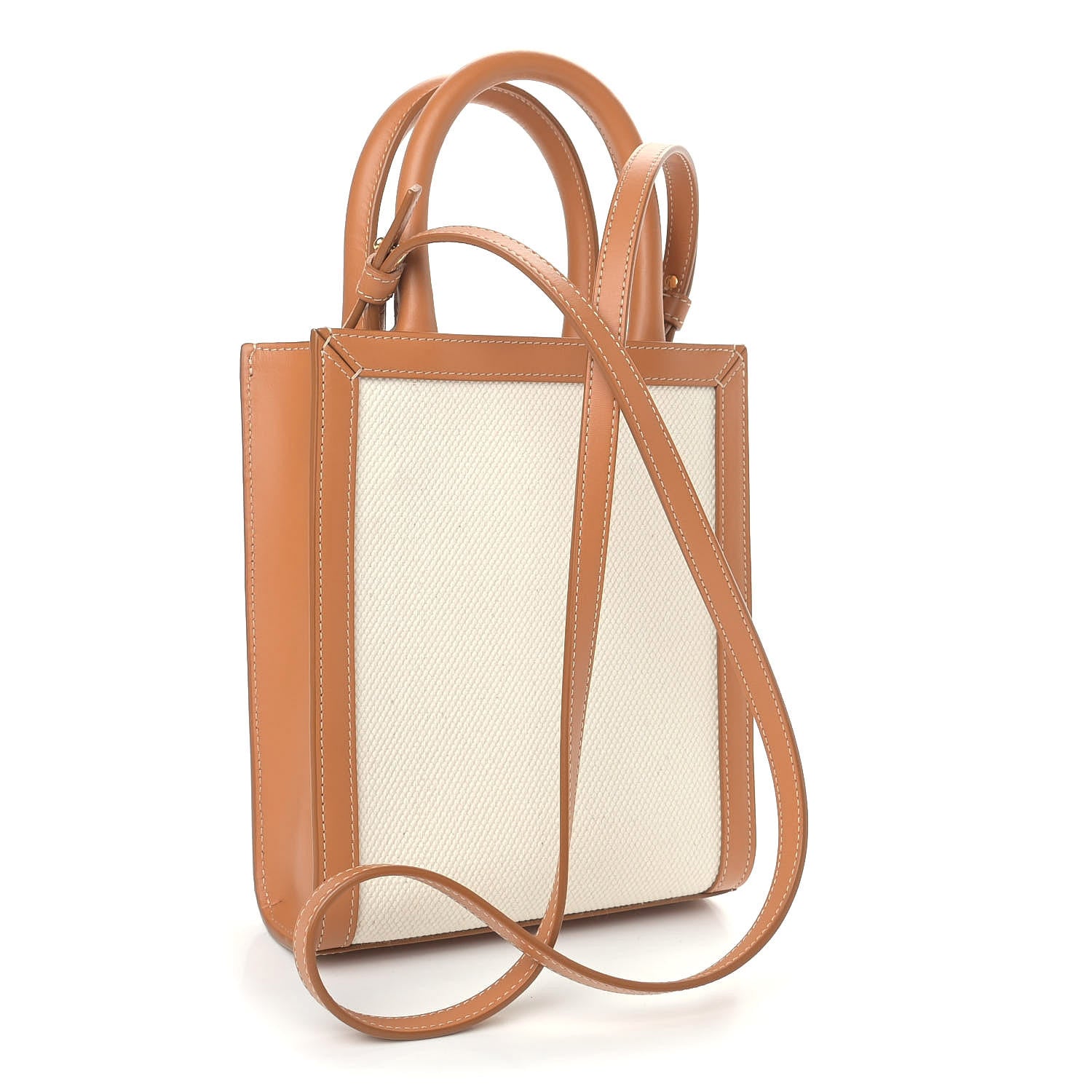 Celine Canvas Calfskin Mini Vertical Cabas Natural Tan 3 of 7