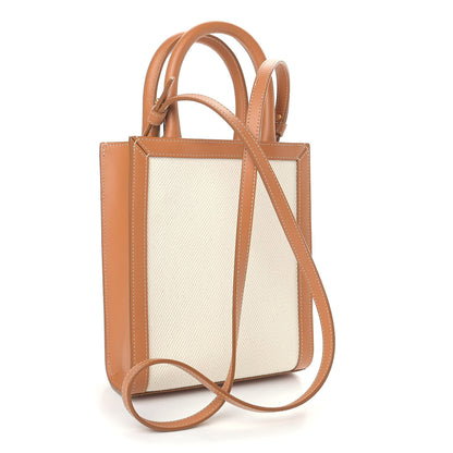 Celine Canvas Calfskin Mini Vertical Cabas Natural Tan 3 of 7