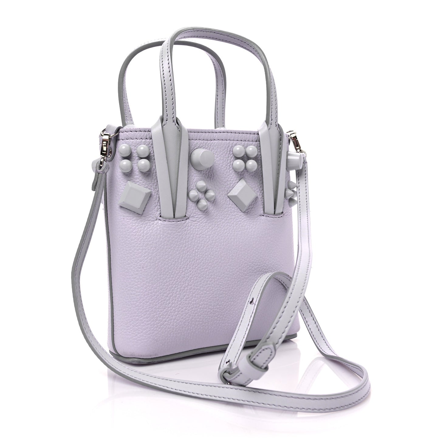 Calfskin Empire Spike Studded Mini North South Cabata Tote Lilac Smoke