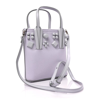 Christian Louboutin Calfskin Empire Spike Studded Mini North South Cabata Tote Lilac Smoke 3 of 9