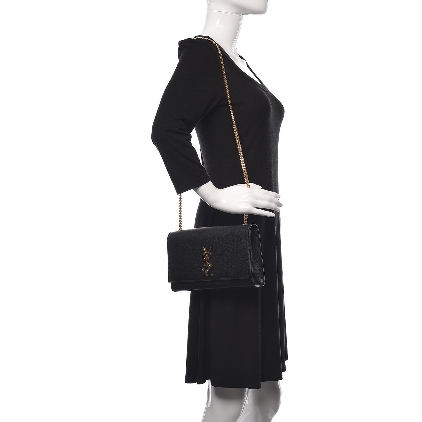 Grain De Poudre Medium Classic Monogram Kate Satchel Black