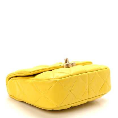 Chanel Lambskin Quilted Mini Lacquered Chain Flap Yellow 4 of 9