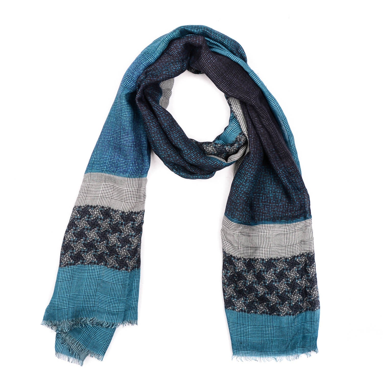 Gucci Modal Fringe Scarf Blue Grey 1 of 5