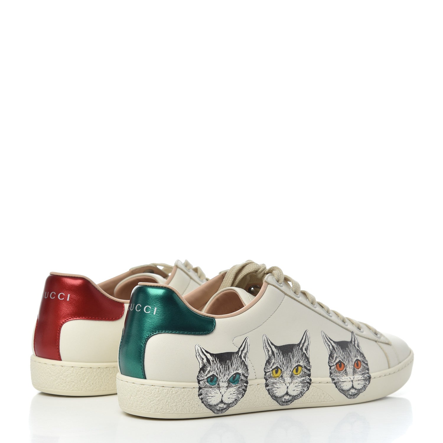 Gucci Calfskin Mystic Cat Print Womens Ace Sneakers 40 White 4 of 9